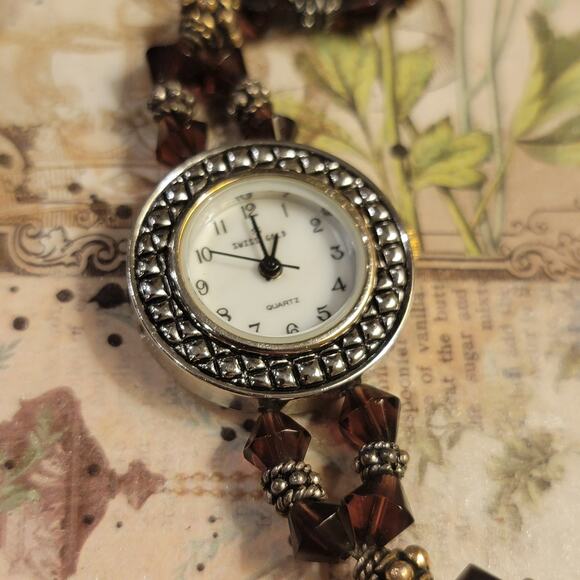 Vintage Watches Swiss Gold Quartz Beaded Bracelet Japan Movt Jewelry Style - Picture 1 of 10